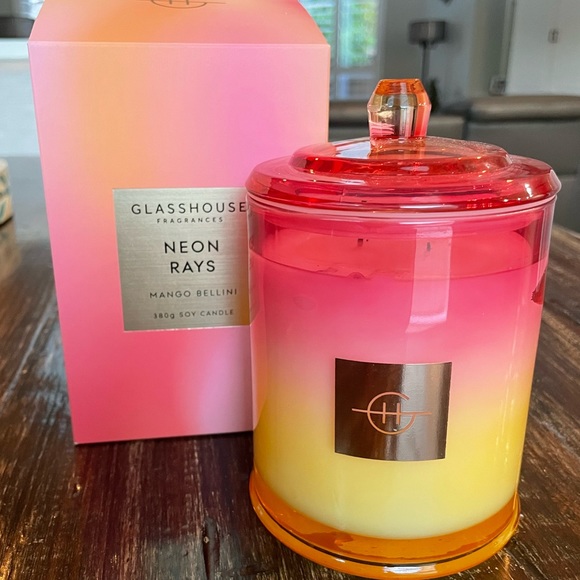 GlassHouse Accents Glasshouse Candle Neon Rays Mango Bellini Poshmark